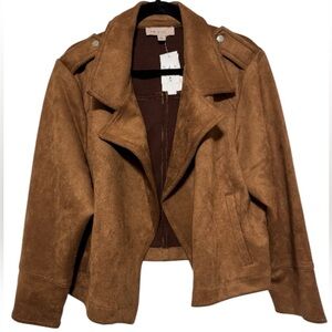Philosophy Women’s Camel/Tan Faux Suede Moto Jacket Size XL NWT